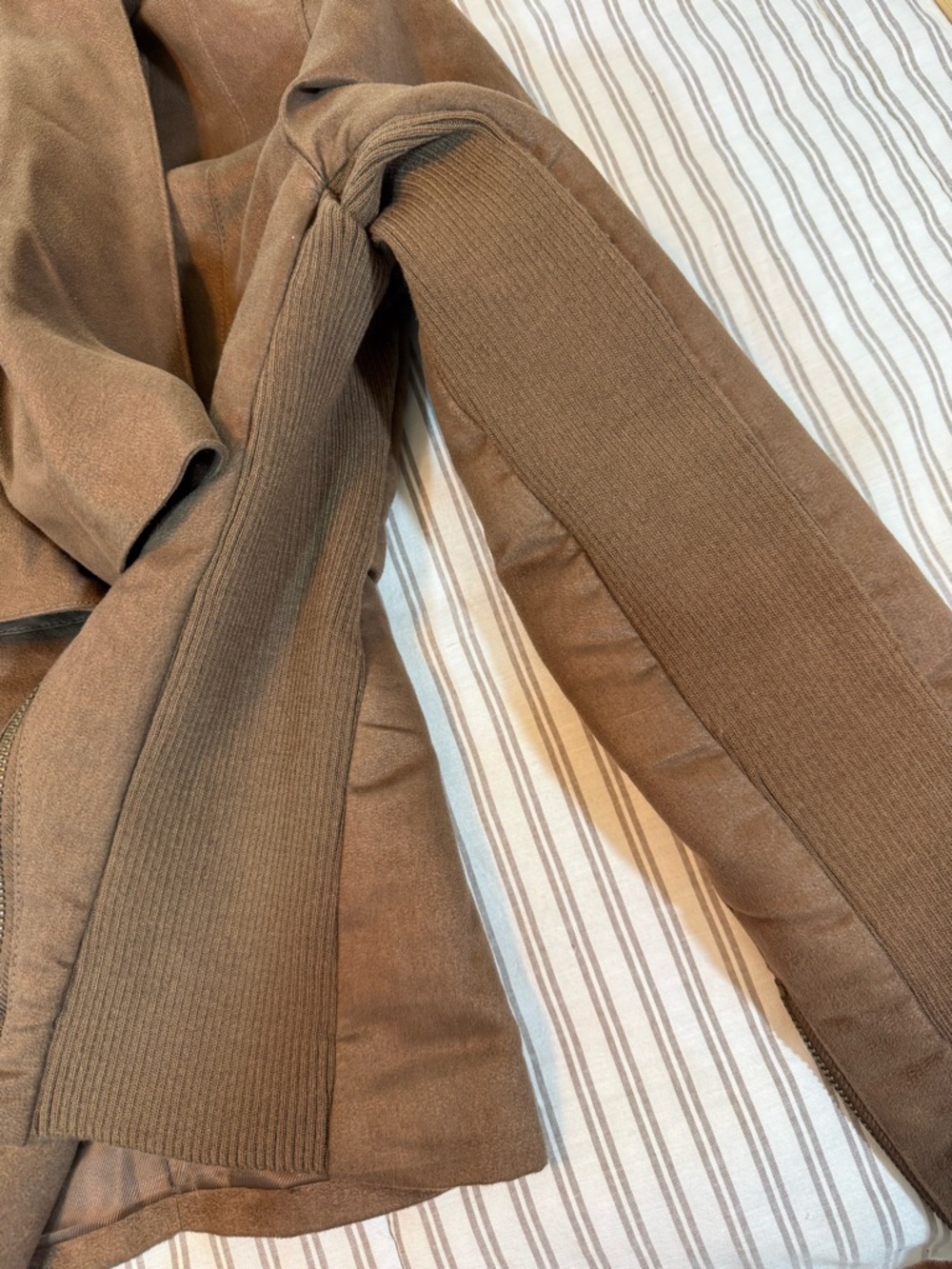 New York & Company Collection Asymmetrical Faux Suede Brown Jacket Size M - Picture 14 of 14